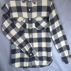 Polo Ralph Lauren Men's Black White Buffalo Plaid Flannel Button Up Shirt XS